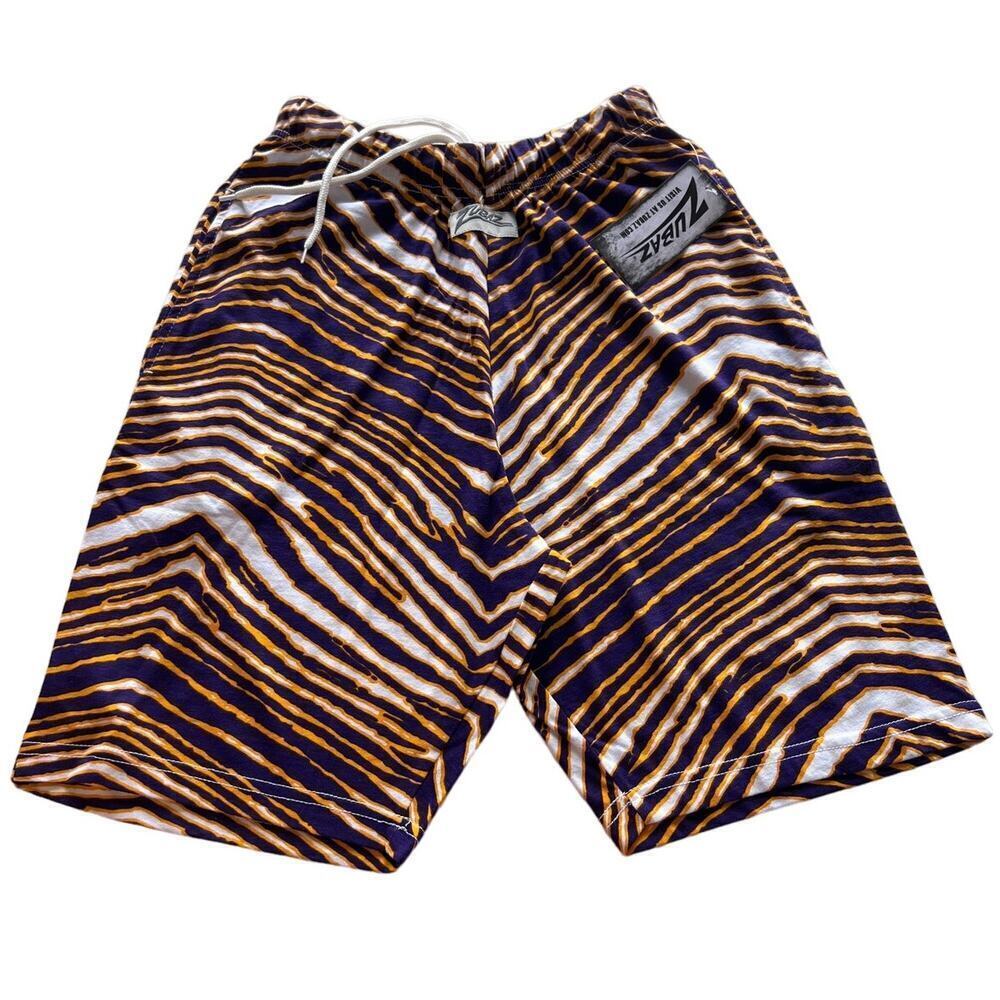 Zubaz "LSU" Tigers Animal Print Purple/Yellow/White Athletic Shorts NWT- S
